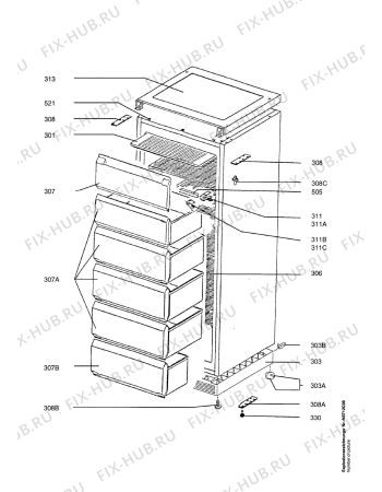 Взрыв-схема холодильника Electrolux EUC3086 - Схема узла Housing 001